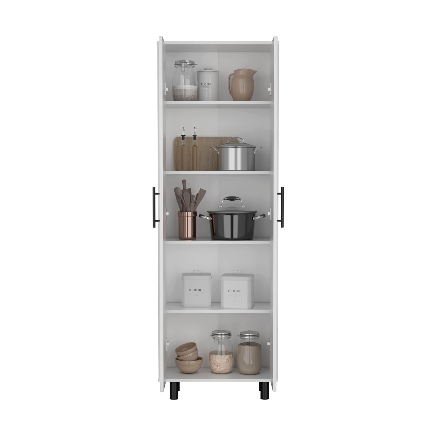 Napoles Multistorage Pantry Cabinet, 5 Interior Shelves, Metal Handle