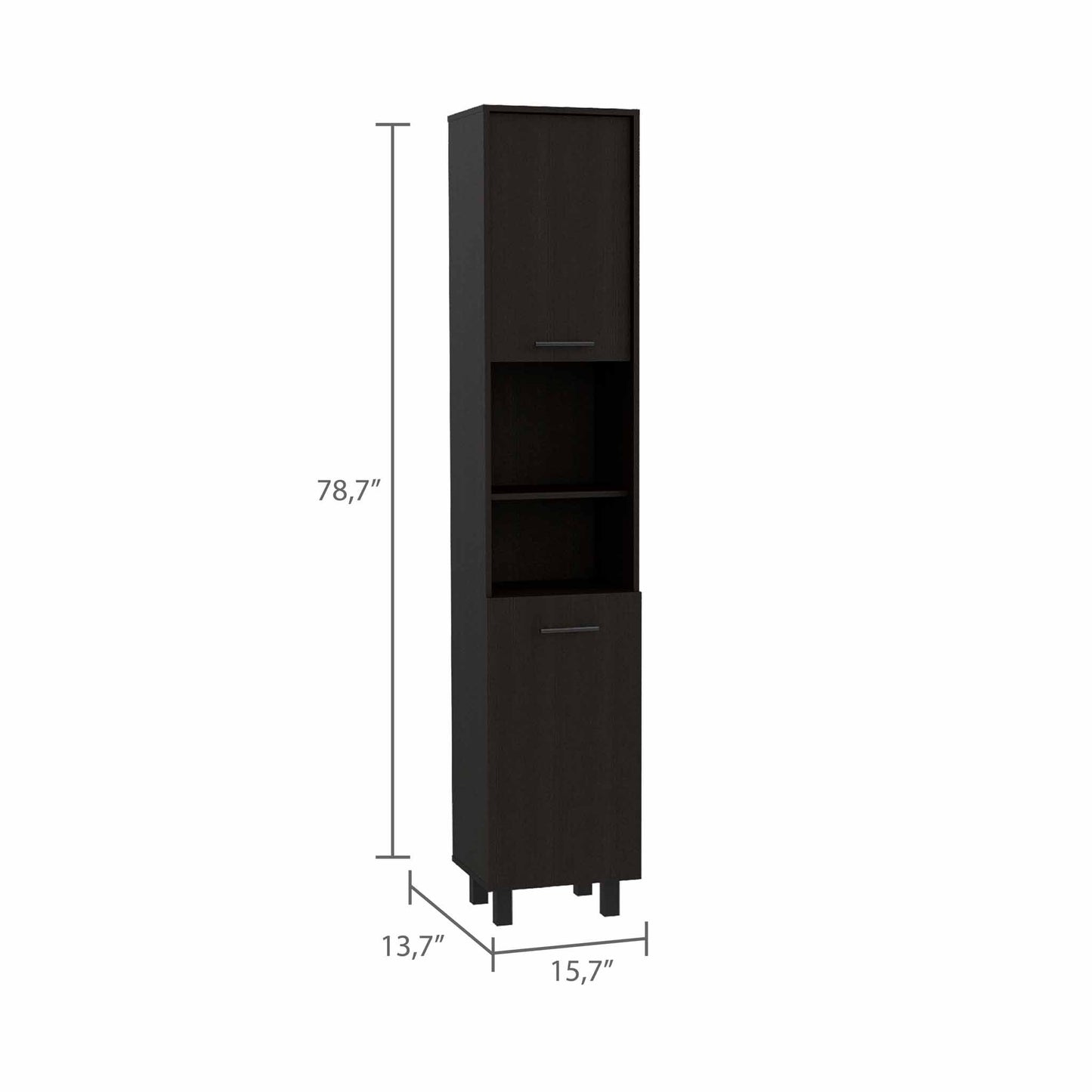 Hobart Pantry, Four Legs, Three Interior Shelves, Two Shelves, Two Cabinets