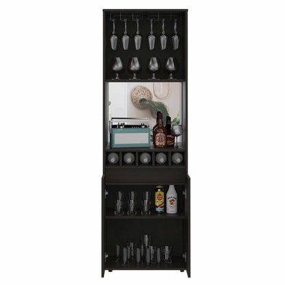 Prana Bar Cabinet, Two Shelves, Five Wine Cubbies, Double Door