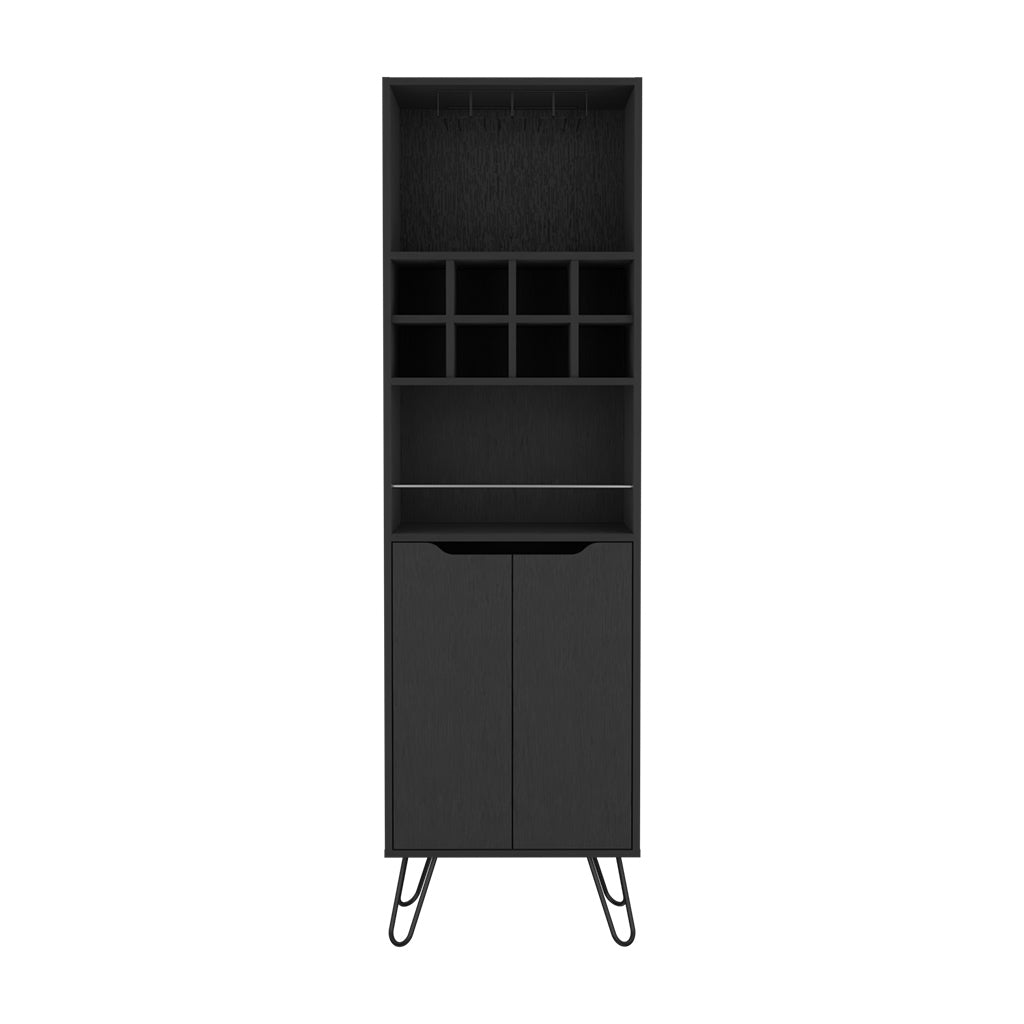 Manhattan L Bar Cabinet, Eight Wine Cubbies, Two Cabinets With Single Door