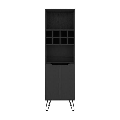 Manhattan L Bar Cabinet, Eight Wine Cubbies, Two Cabinets With Single Door