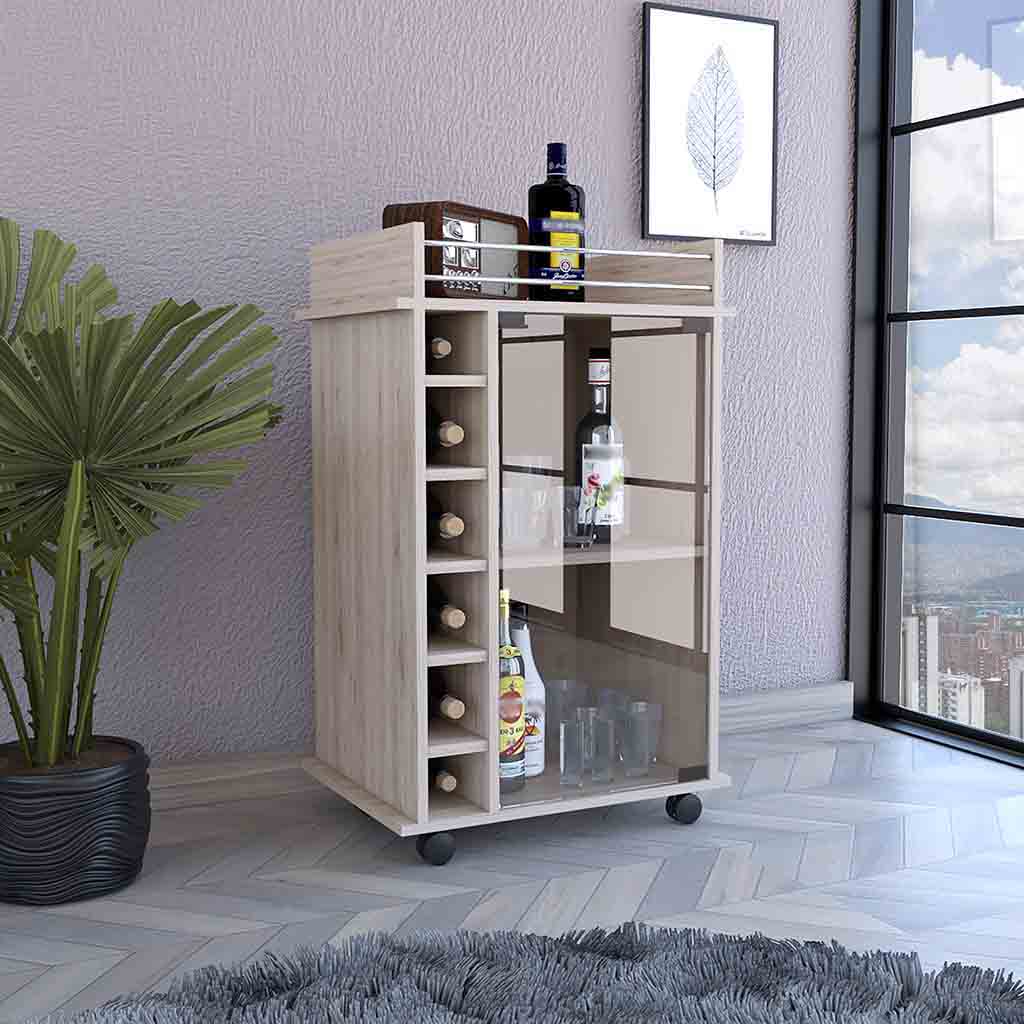 Barbieri Bar Cart with six cubbies vertically line