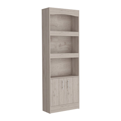 Simma Bookcase, Metal Hardware, Three Shelves, Double Door Cabinet