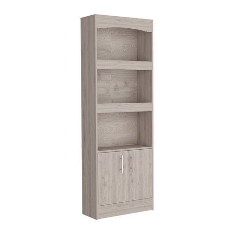 Simma Bookcase, Metal Hardware, Three Shelves, Double Door Cabinet