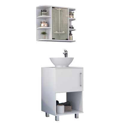 Detroit 2 Piece Bathroom Set, Medicine Cabinet + Vanity