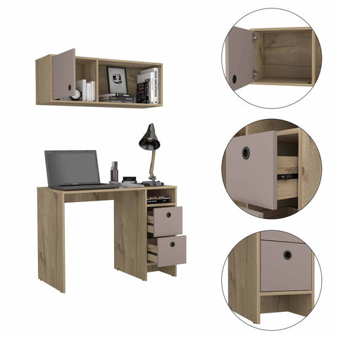 Khali Office Set, Two Shelves, Two Drawers, Wall Cabinet, Single Door Cabinet