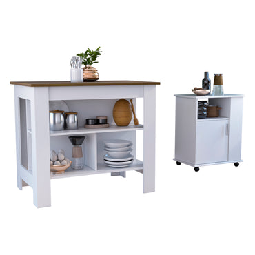 Oslo 2 Piece Kitchen Set, Kicthen Island + Kitchen Cart