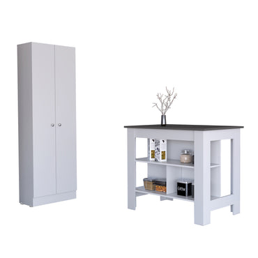 Charlotte 2 Piece Kitchen Set, Kitchen Island + Kitchen Pantry