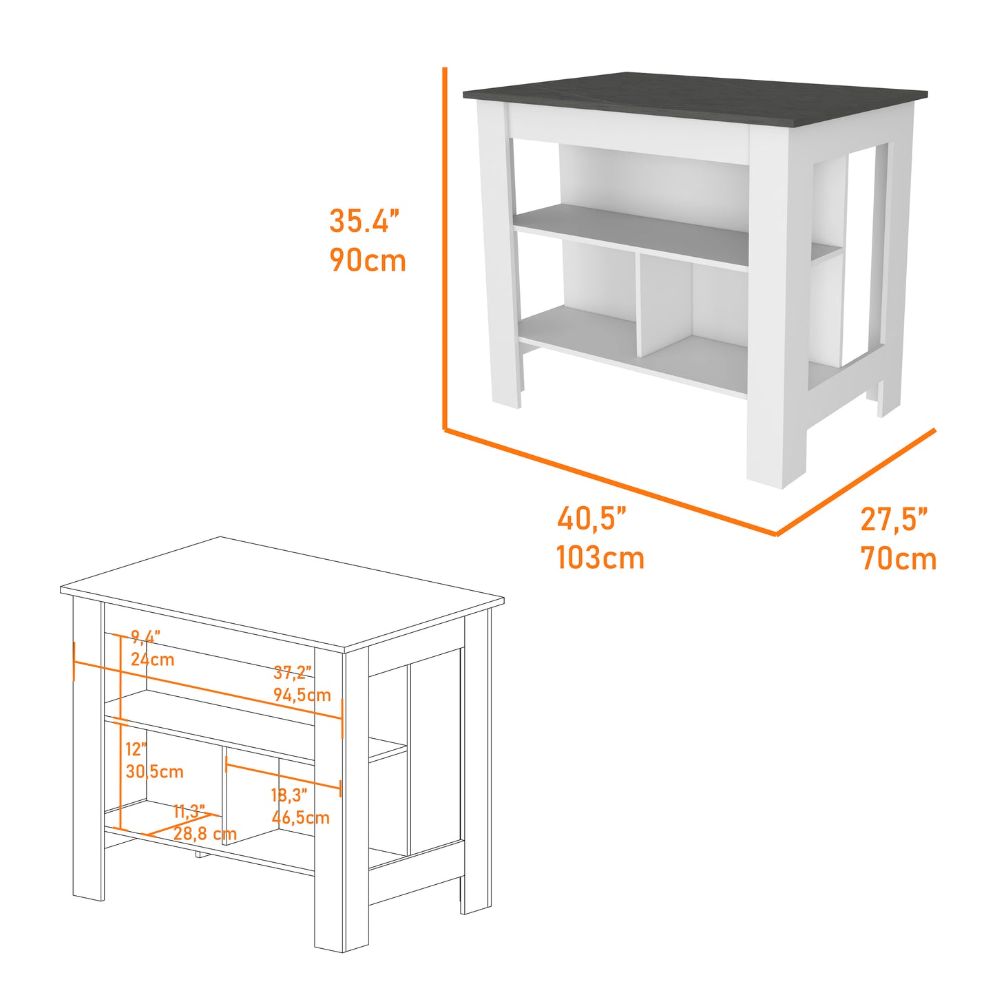 Charlotte 2 Piece Kitchen Set, Kitchen Island + Kitchen Pantry