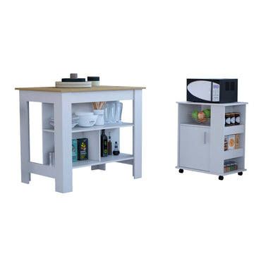 Oslo 2 Piece Kitchen Set, Kicthen Island + Kitchen Cart