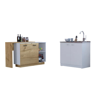 Memphis 2 Piece Kitchen Set, Sicilia Kitchen Island + Napoles Utility Sink