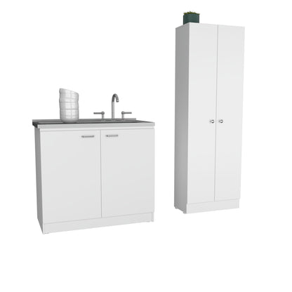 Belmont 2 Piece Kitchen Set, White Finish