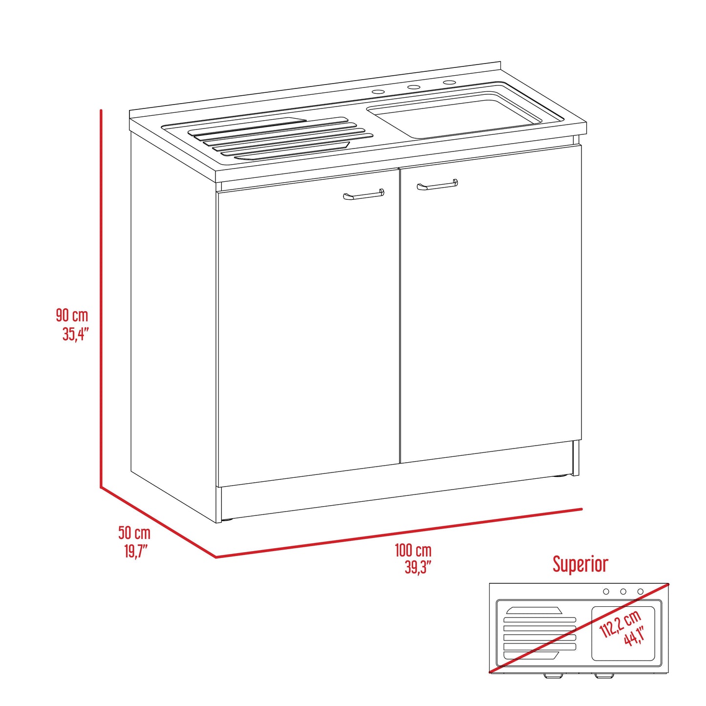 Belmont 2 Piece Kitchen Set, White Finish