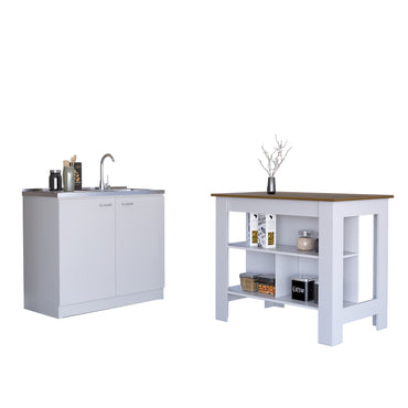 Phoenix 2 Piece Kitchen Set, Cala Kitchen Island + Napoles Utility Sink