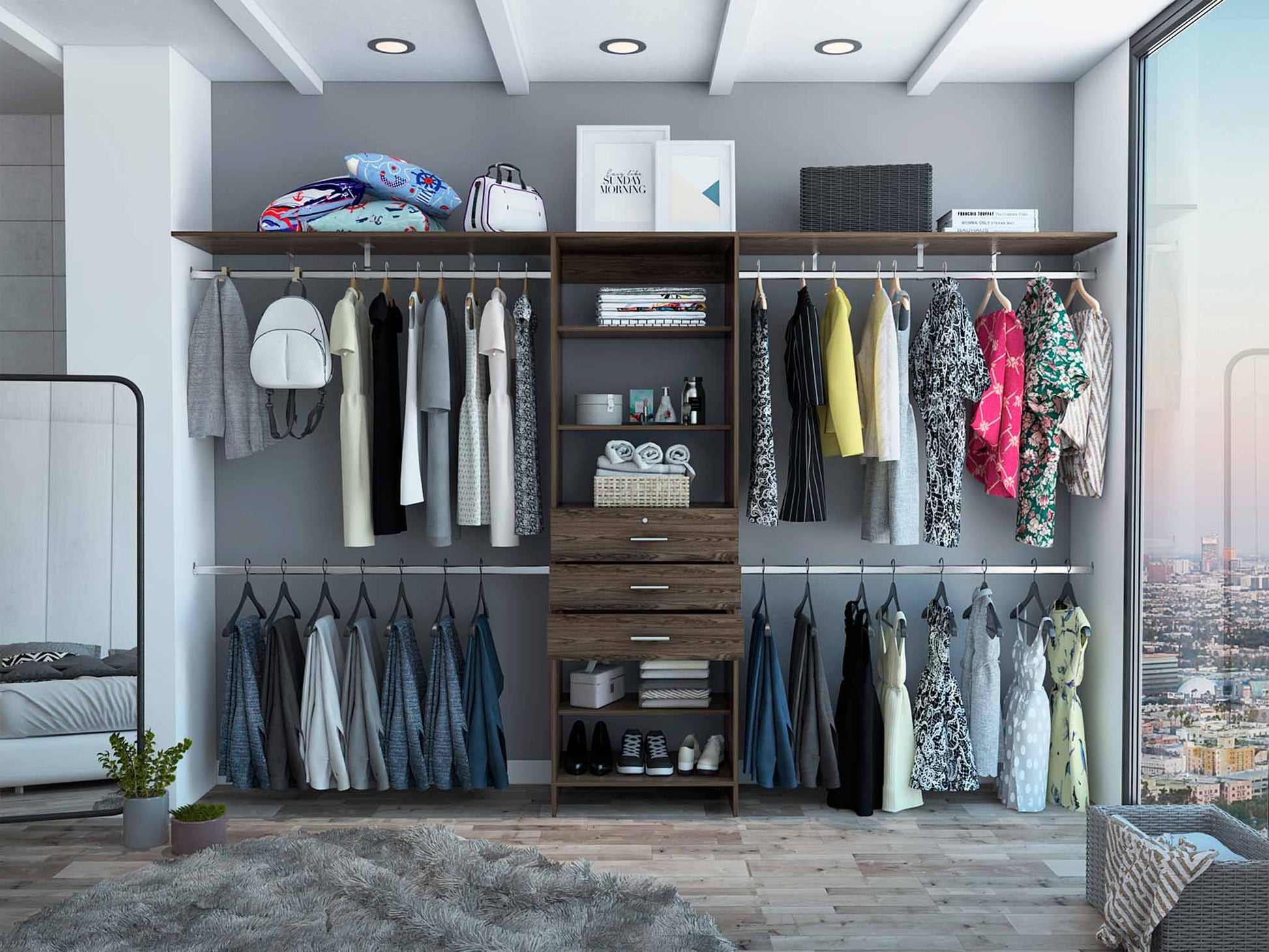 Dark Walnut Closet System TuHome