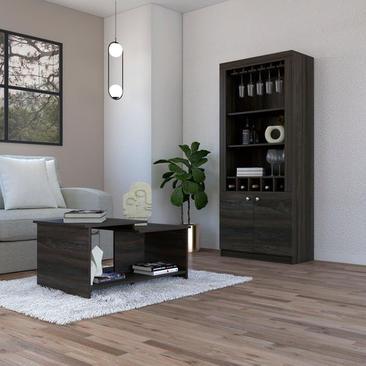 Dallas 2 Piece Living Room Set, Coffee Table + Bar Cabinet