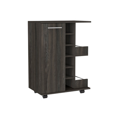 Pasadena 2 Piece Living Room Set, Bar Cabinet + Bar Cart, Carbon Espresso Finish