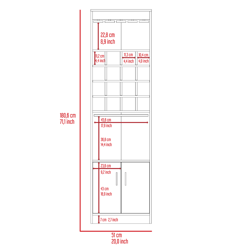 Twin Bar 2 Piece Living Room Set, Bar Cabinet + Bar Cabinet