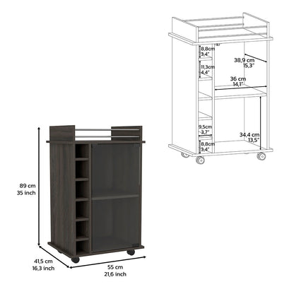 Inwood 2 Piece Living Room Set, Bar Cart + Coffee Table, Carbon Espresso Finish