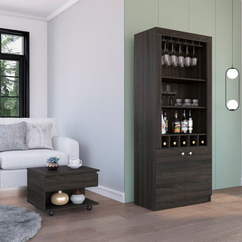 Cheshire 2 Piece Living Room Set, Bar Cabinet +  Coffee Table, Carbon Espresso Finish