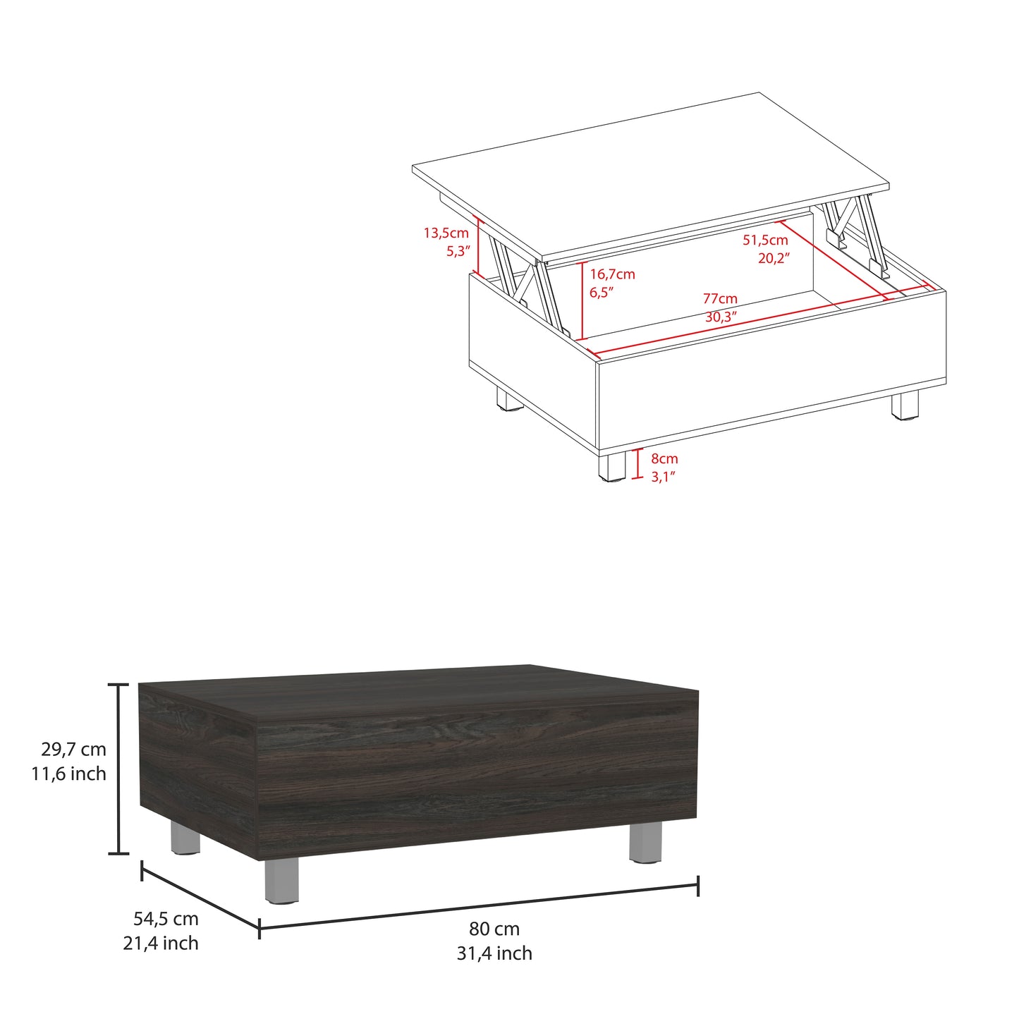 Bradford 2 Piece Living Room Set, Bar Cabinet + Coffee Table, Carbon Espresso Finish