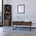 Bristol 2 Piece Living Room Set,  Corner Bar Cabinet + Coffee Table, Dark Walnut Finish