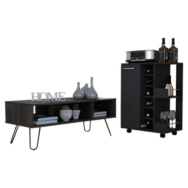 Vassel  2 Piece Living Room Set, Bar Cart + Coffee Table