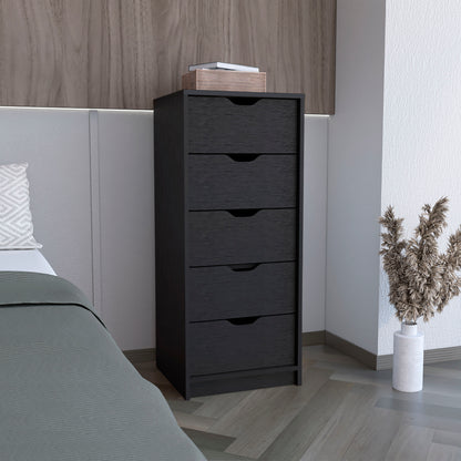 5 drawer tall dresser TUHOME Basilea 5 Drawers Tall Dresser, Pull Out System, Black, CLW8975