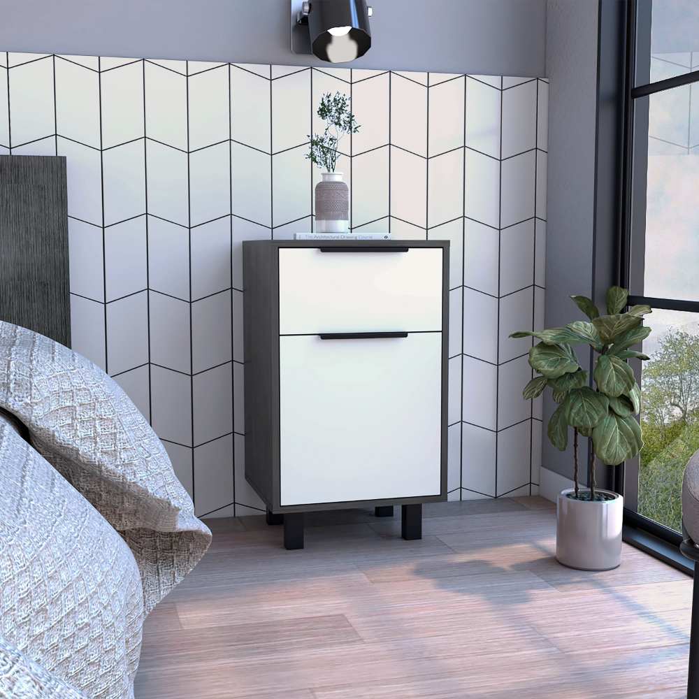 Kaia Z Nightstand, One Drawer, One Cabinet,  Four Legs, Superior Top