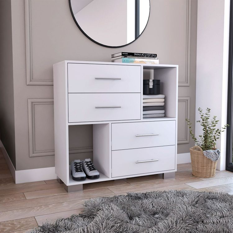 Krista Dresser, Two Open Shelves, Four Drawers