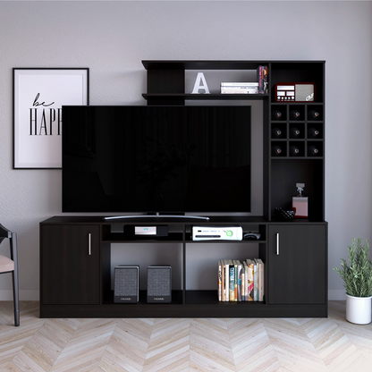 Kava Entertainment Center, Six External Shelves, Double Door Cabinet, Storage Spaces for TV´s up 37"