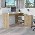 Rossi L-Shaped Desk, Two Interior Shelves, Single Door Cabinet, Two Open Shelves