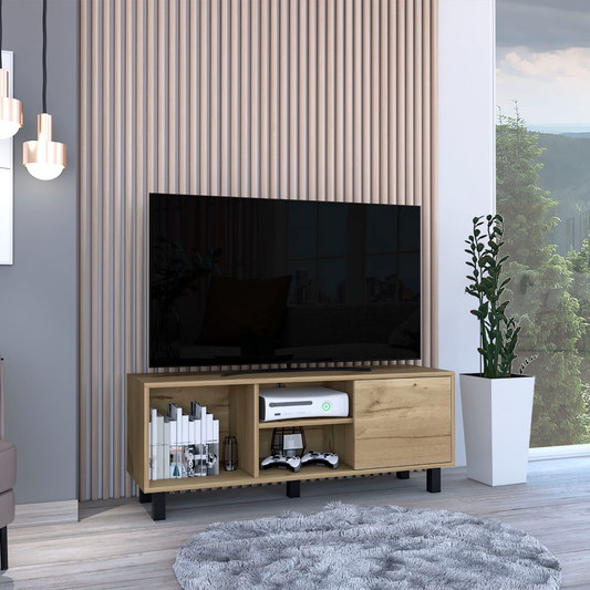 Tunez Tv Stand for TV´s up 43" Three Open Shelves, One Cabinet