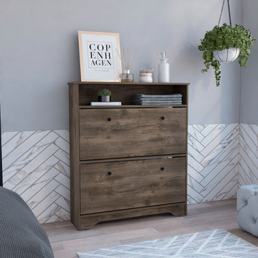 Calgary Shoe Rack, One Open Shelf, Two Extendable Cabinets