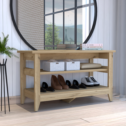 Misuri Storage Bench, Four Legs, Two Open Shelves