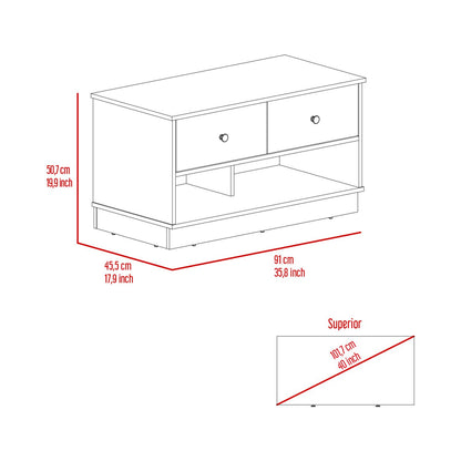 Hamilton Storage Bench, Two Open Shelves, Two Drawers