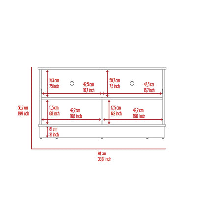 Hamilton Storage Bench, Two Open Shelves, Two Drawers