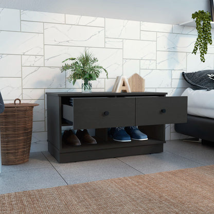 Hamilton Storage Bench, Two Open Shelves, Two Drawers