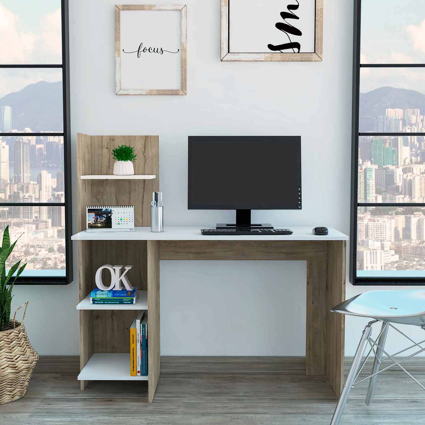 Vilna 120 Writing Desk , Four Shelves