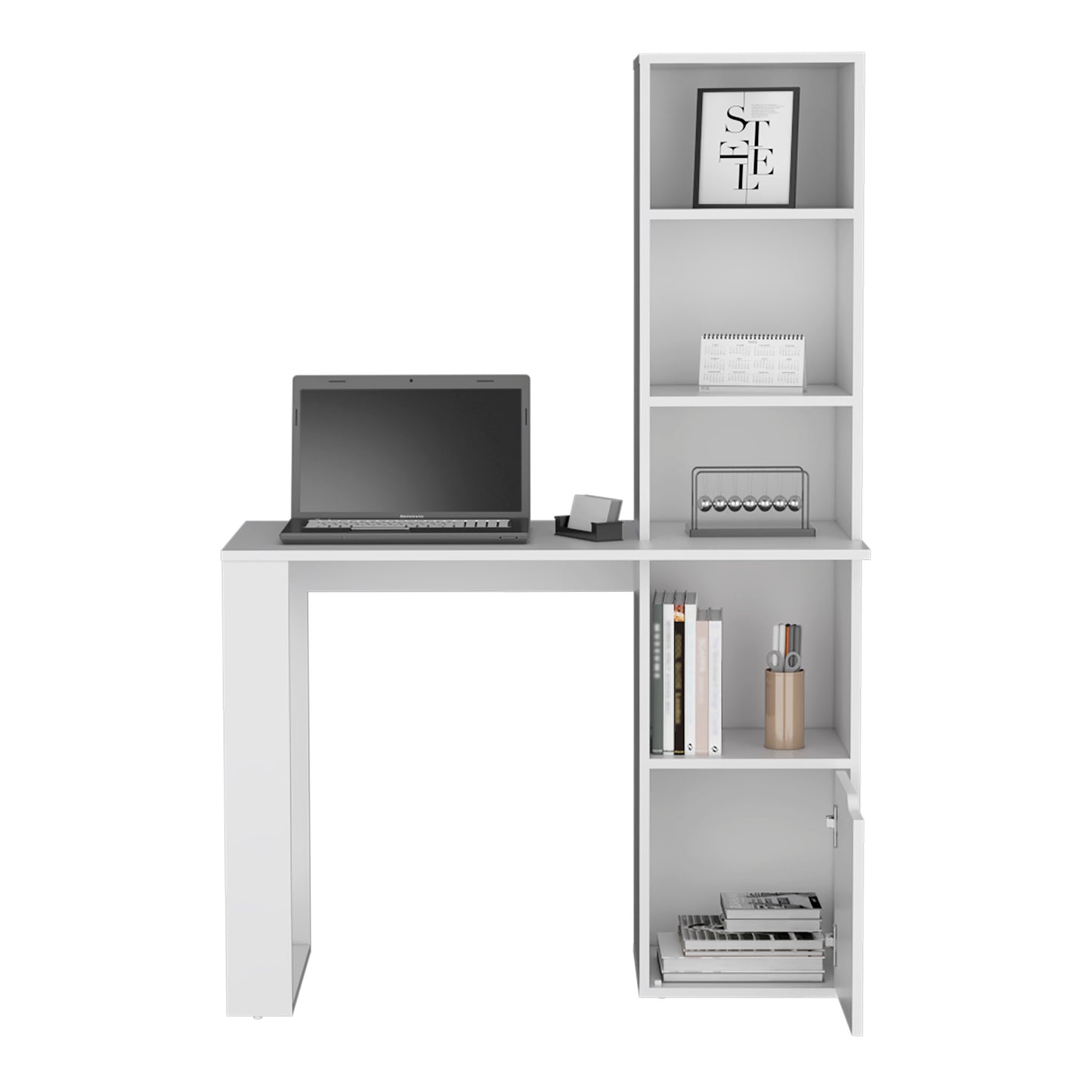 Lowa Computer Desk, 4-Tier Bookcase
