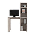 Oiwa Computer Desk with Bookcase and Cabinet, Light Gray Finish