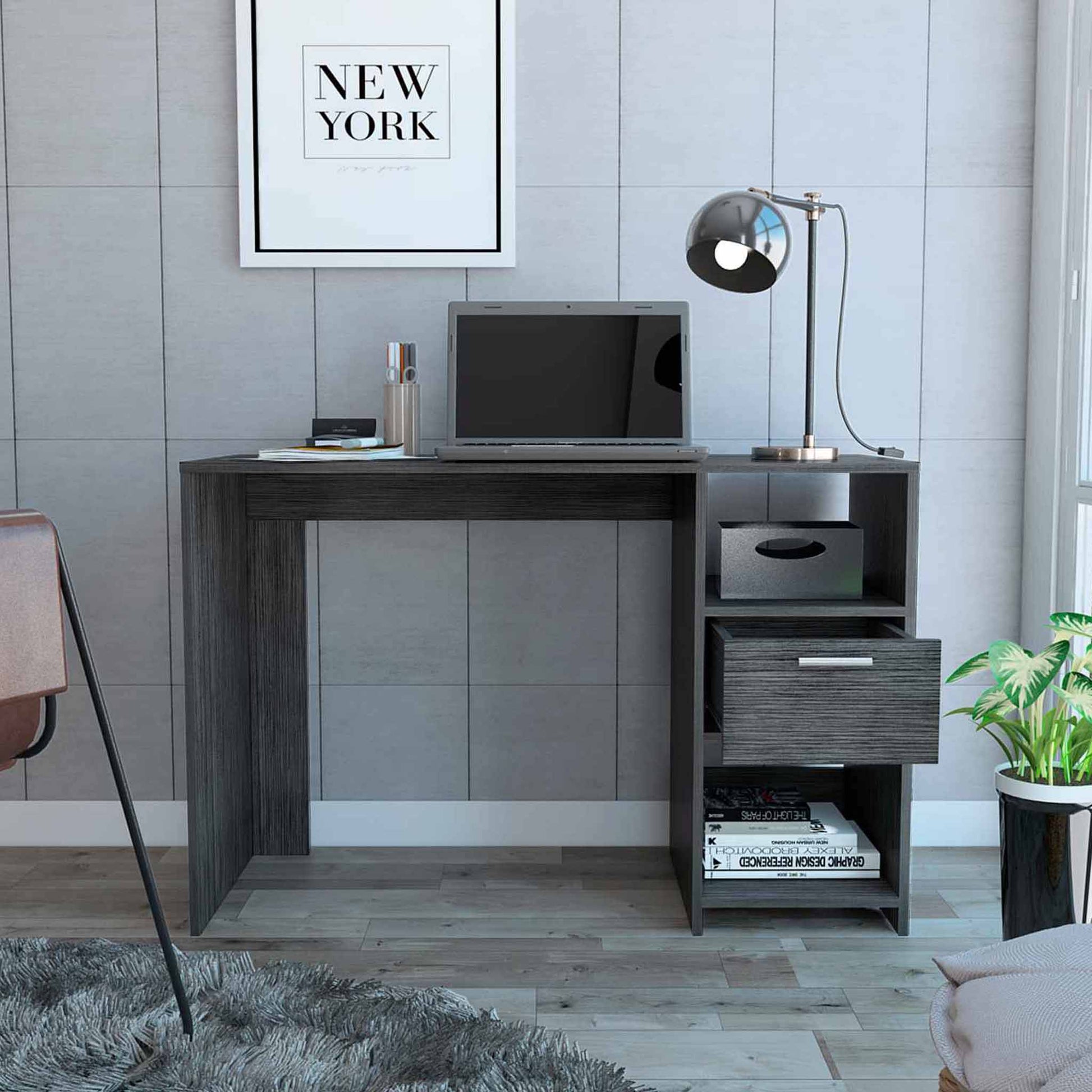 TuHome Gray Oak Omma Desk 