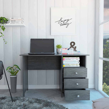 Bianco Writing Computer Desk, Three Drawers, One Shelf