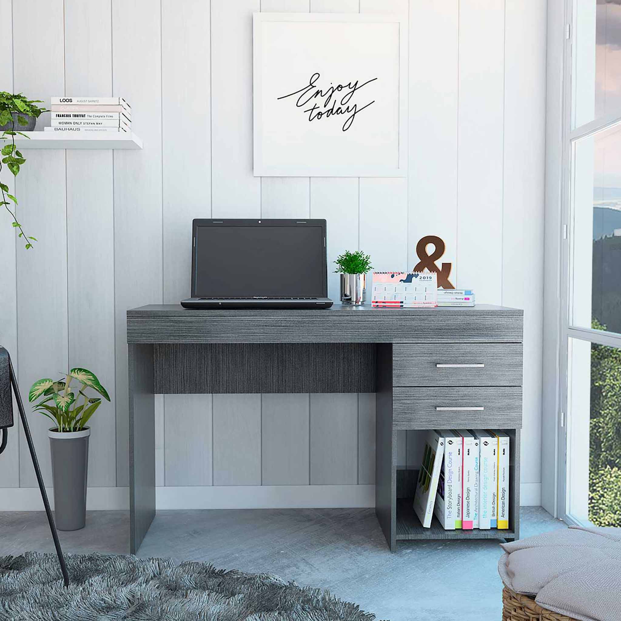 Signature Design by Ashley Horatio Z1610999 Home Office Small Desk with 2  Drawers, A1 Furniture & Mattress