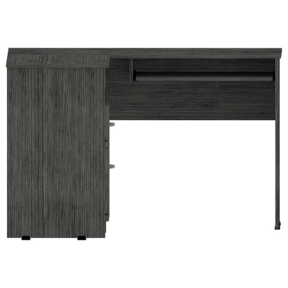 Mix L-Shaped Desk, Keyboard Tray, Two Drawers, Single Open Shelf