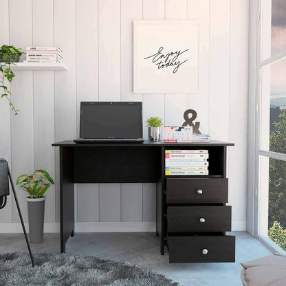 Bianco Writing Computer Desk, Three Drawers, One Shelf