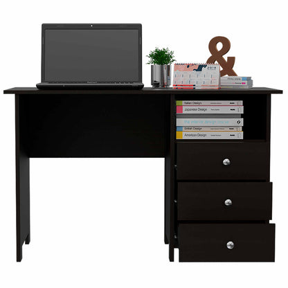 Bianco Writing Computer Desk, Three Drawers, One Shelf