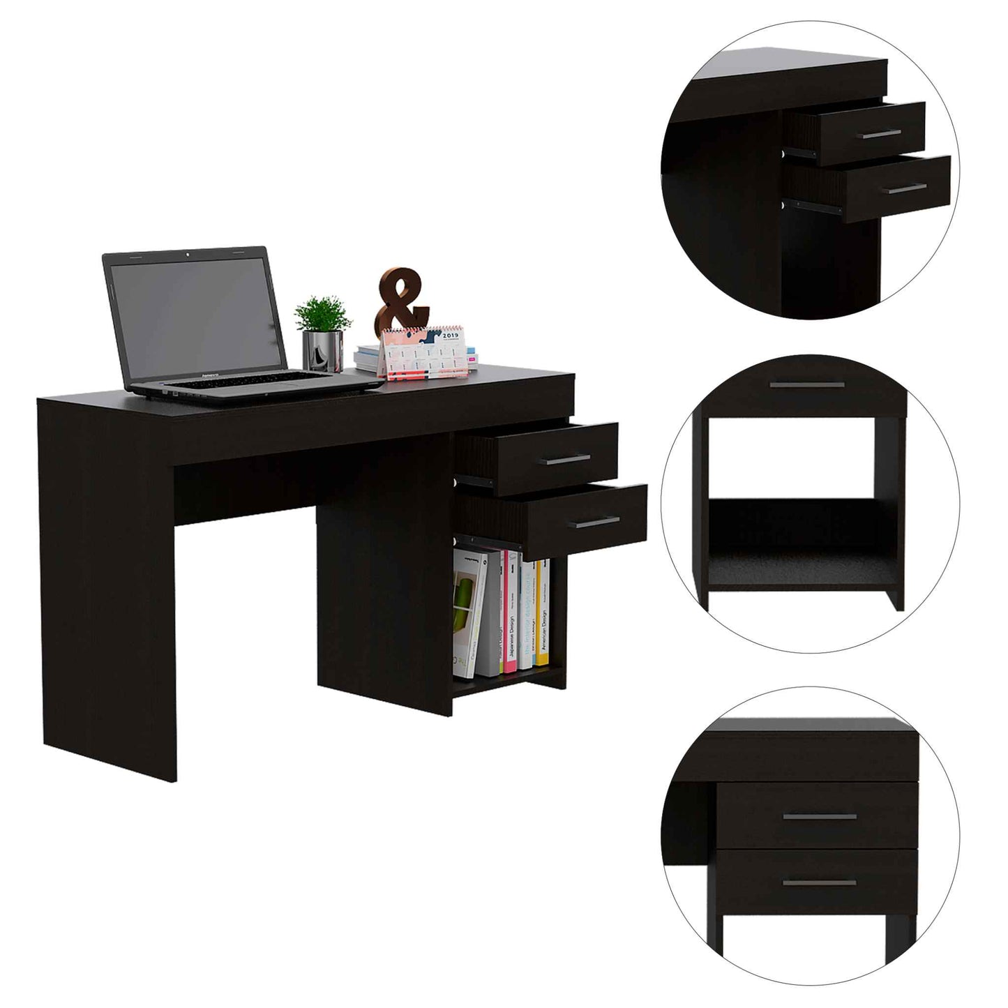 Black Wengue Ibare Desk TuHome 