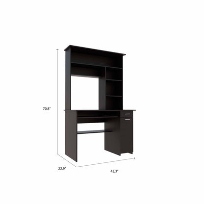 Compu 180 Hutch Desk, Multiple Shelves, One Drawer