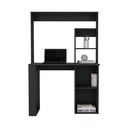 Maine Desk With Hutch and Shelves Black and White Finish